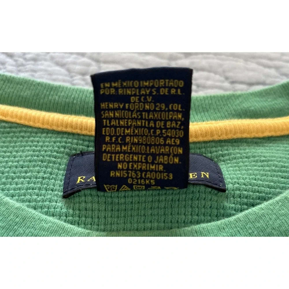 Polo Ralph Lauren Mens XL Green Waffle Thermal Long Sleeve Shirt